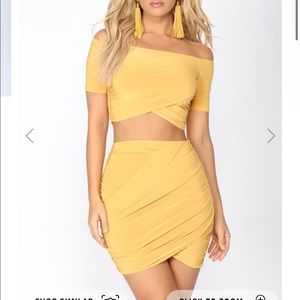 Yellow Crop & Skirt Set